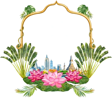 Y & S monogram beneath a golden arch with palm fronds