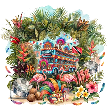 Trinidad carnival truck with tropical flowers for the mehendi