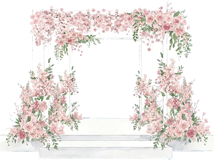 Pink floral mandap for the wedding ceremony